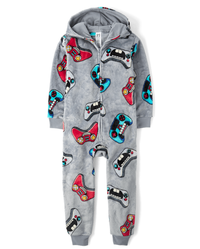 Boys Video Game One Piece Pajamas - Cozy Fleece