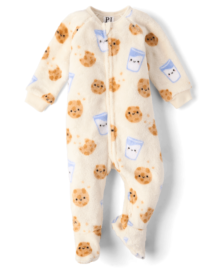 Baby And Toddler Milk Cookies Footed One Piece Pajamas - Cozy Fleece