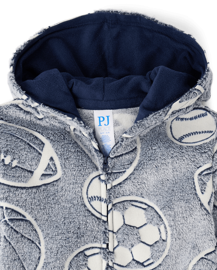 Boys Glow Sports One Piece Pajamas - Cozy Fleece