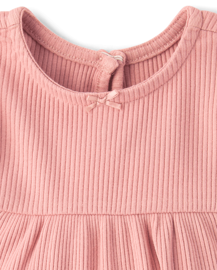 Baby Girls Ribbed Flutter Romper