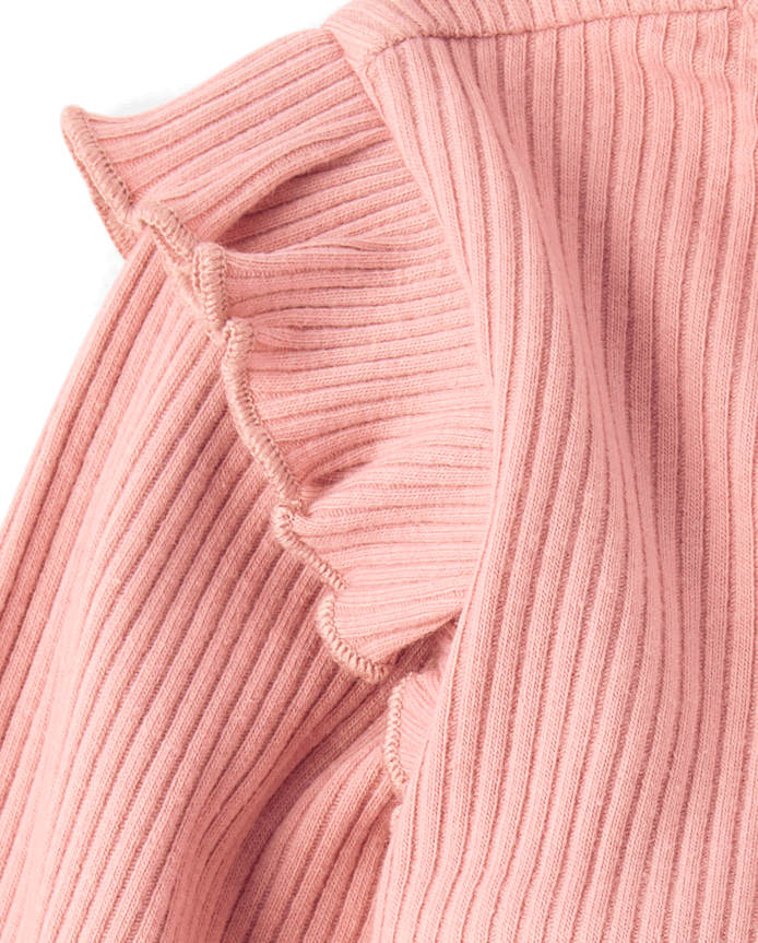 Baby Girls Ribbed Flutter Romper