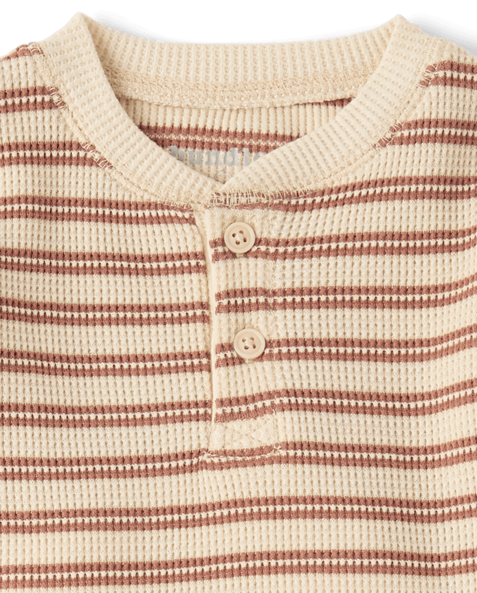 Baby Boys Striped Thermal Henley Romper