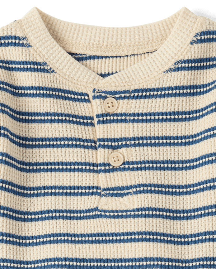 Baby Boys Striped Thermal Henley Romper