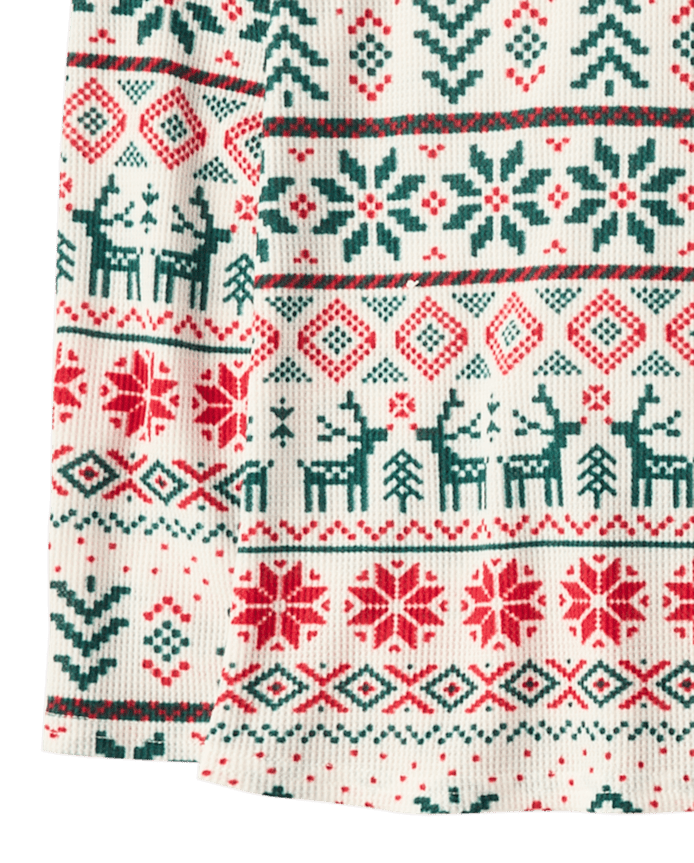 Womens Matching Family Christmas Fairisle Thermal Henley Pajamas
