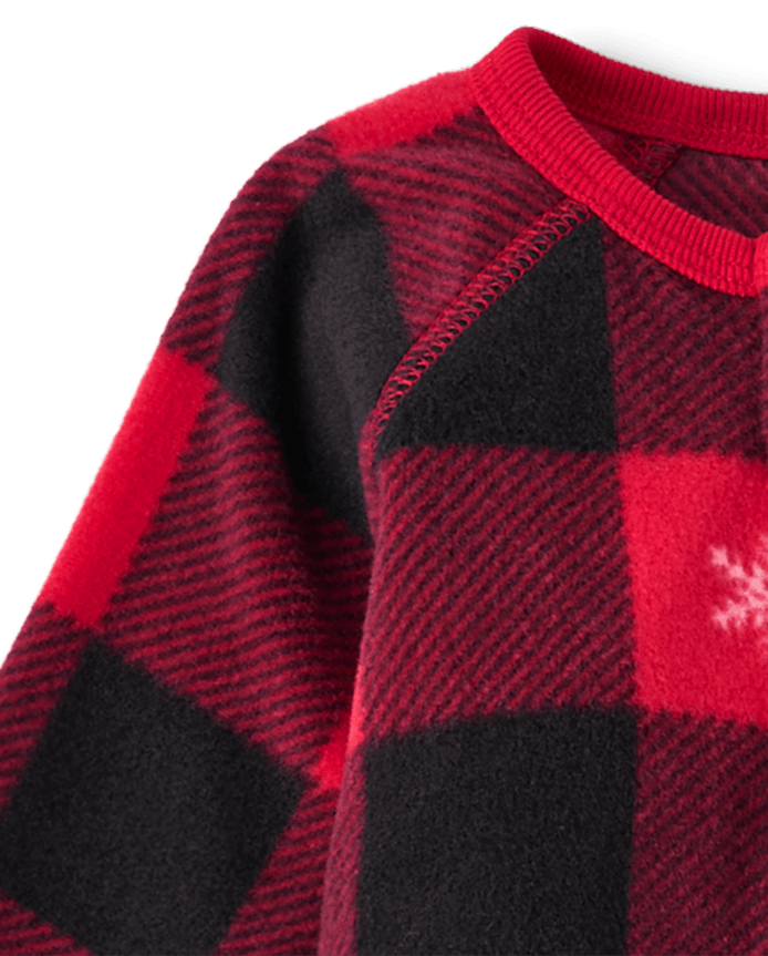 Baby And Toddler Matching Family Buffalo Plaid Dream Fleece Footed One Piece Pajamas