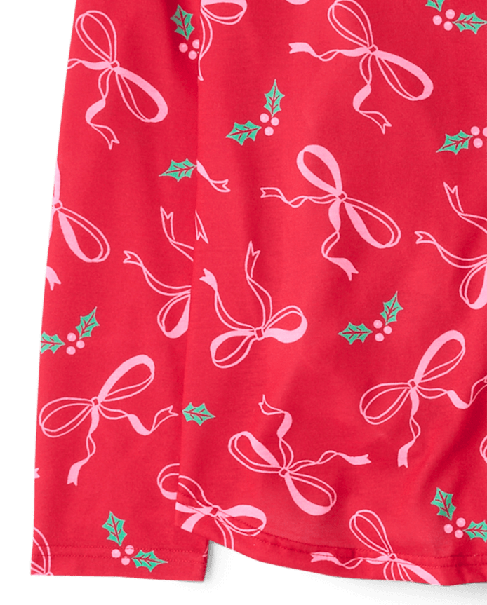 Womens Mommy And Me Christmas Bow Button Front Pajamas