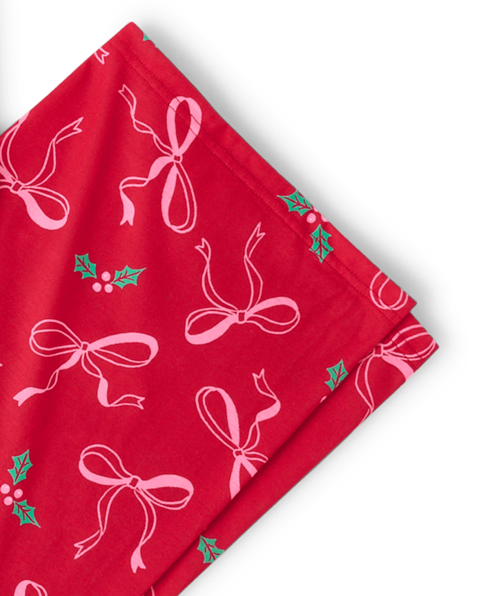 Womens Mommy And Me Christmas Bow Button Front Pajamas