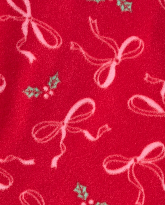 Baby And Toddler Girls Mommy Me Christmas Bows Dream Fleece Ruffle Nightgown