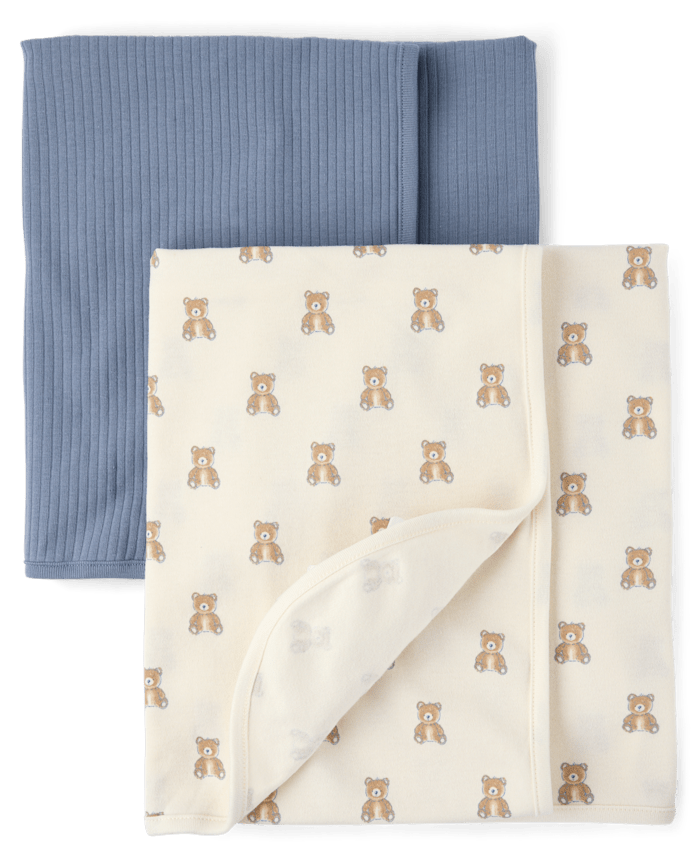 Baby Boys Bear Swaddle Blanket 2-Pack