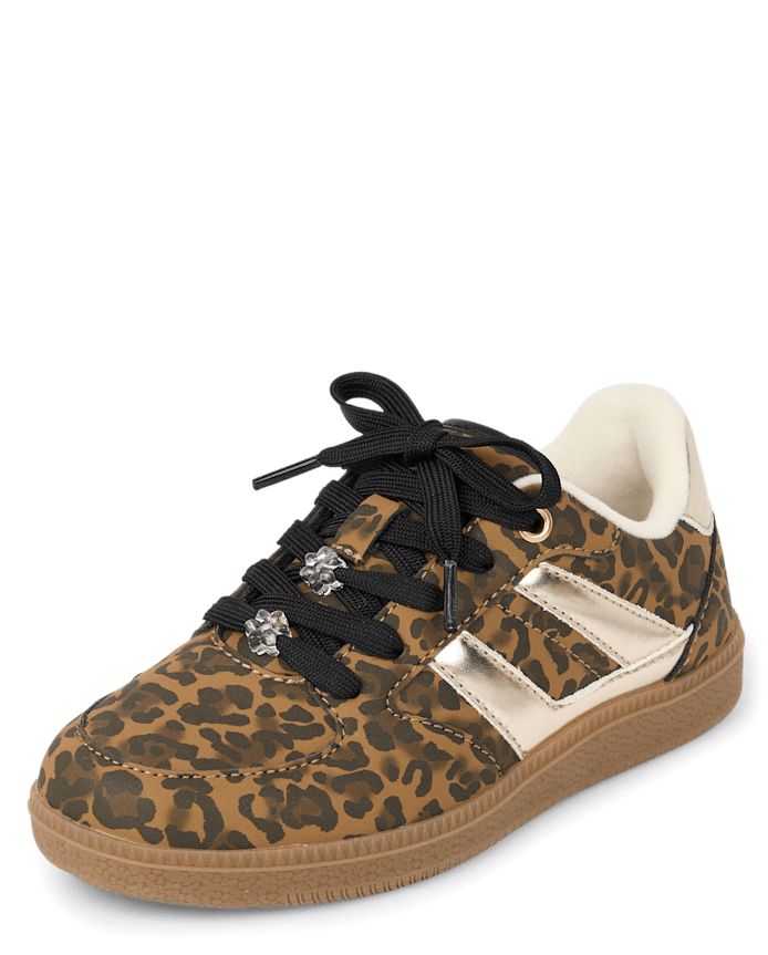 Girls Leopard Low Top Sneakers