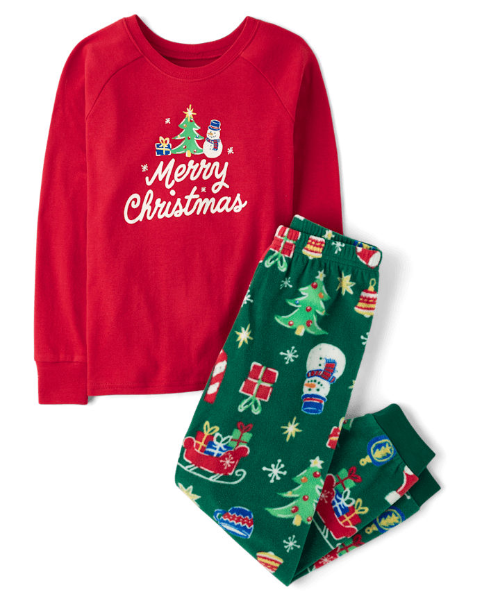 Kids Matching Family Merry Christmas Cotton And Dream Fleece Pajamas