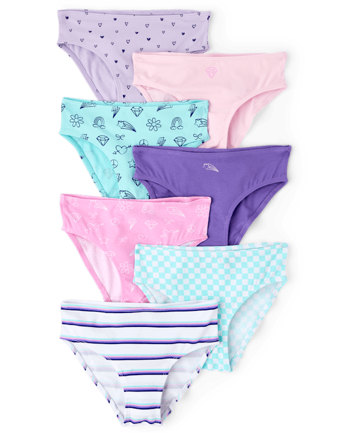 Lot de 7 culottes bikini à motifs pour filles