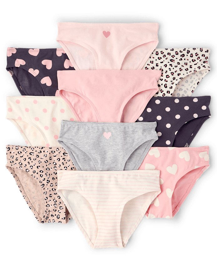 Girls Leopard Bikini Underwear 10-Pack