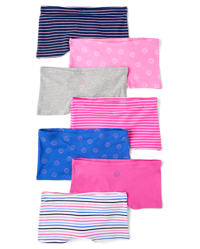 Lot de 7 culottes courtes pour filles avec un visage souriant