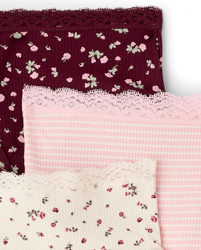 Lot de 7 culottes hipster côtelées à fleurs pour filles