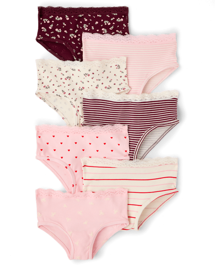 Lot de 7 culottes hipster côtelées à fleurs pour filles