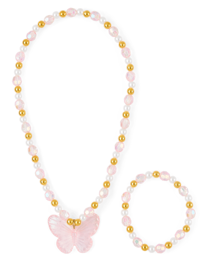 Girls Beaded Butterfly 2-Piece Jewelry Set