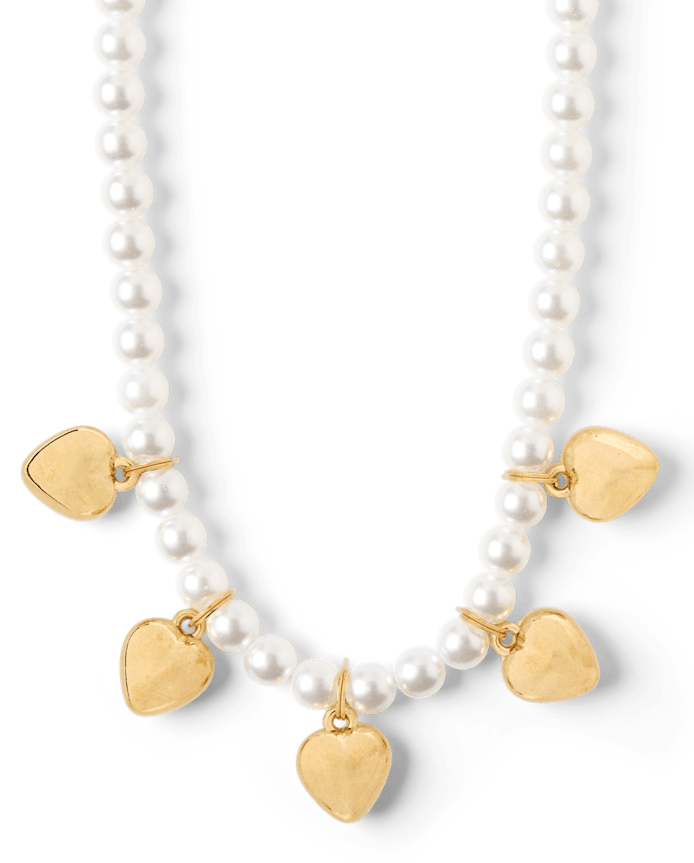 Girls Faux Pearl Beaded Heart 2-Piece Jewelry Set