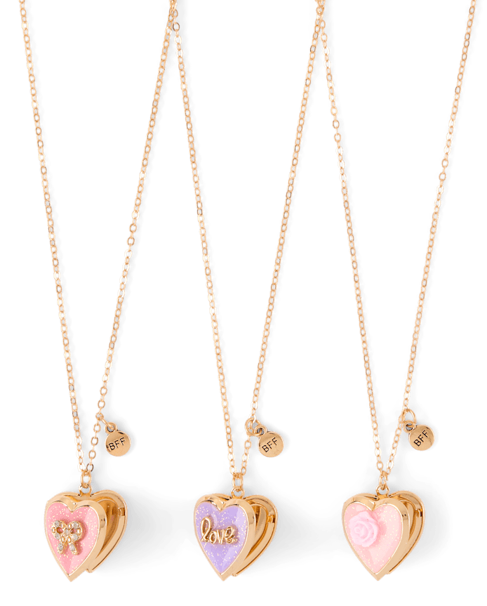Colliers médaillon nœud papillon pour filles (lot de 3)