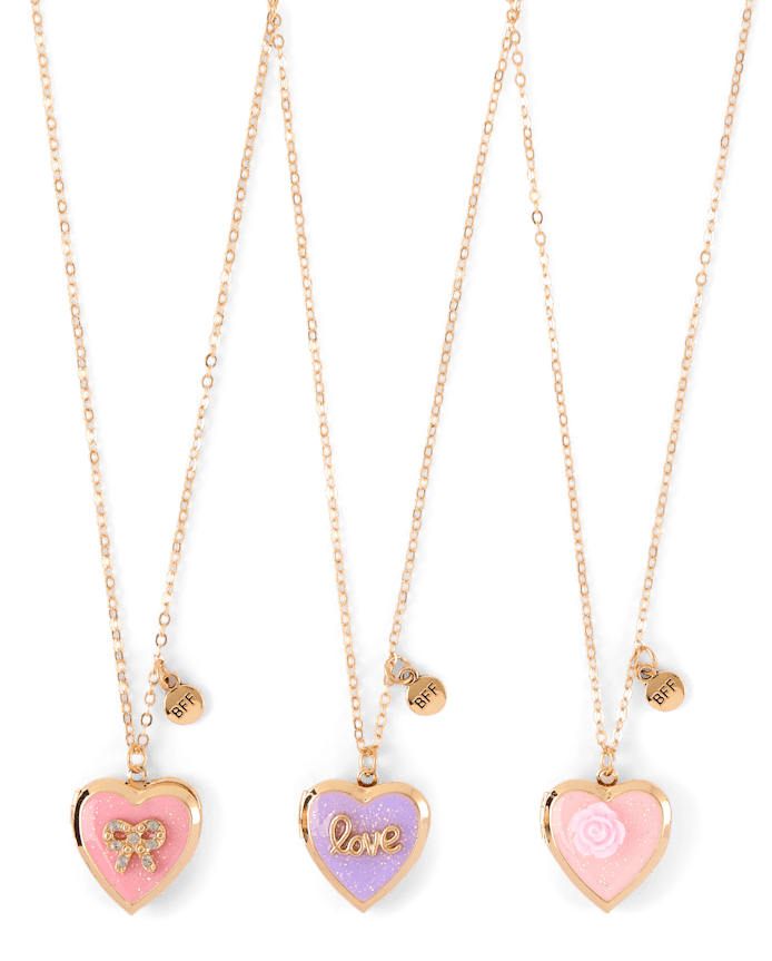 Colliers médaillon nœud papillon pour filles (lot de 3)
