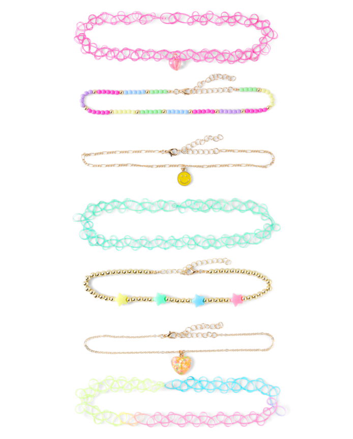 Girls Charm Choker Necklace 7-Pack