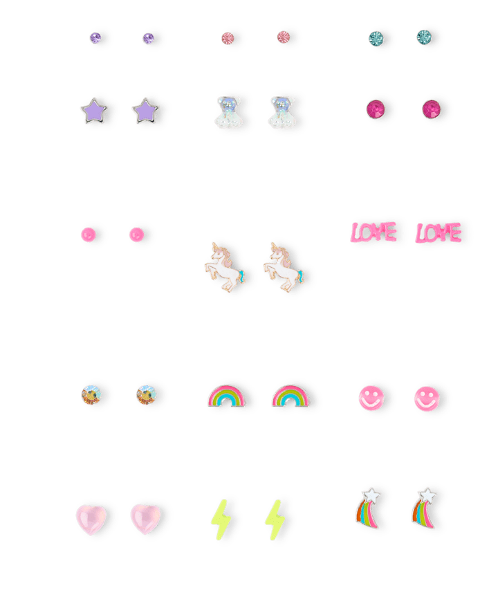 Girls Unicorn Earrings 15-Pack