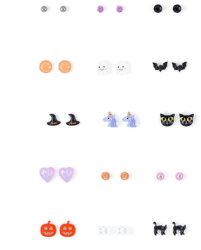 Girls Halloween Earrings 15-Pack