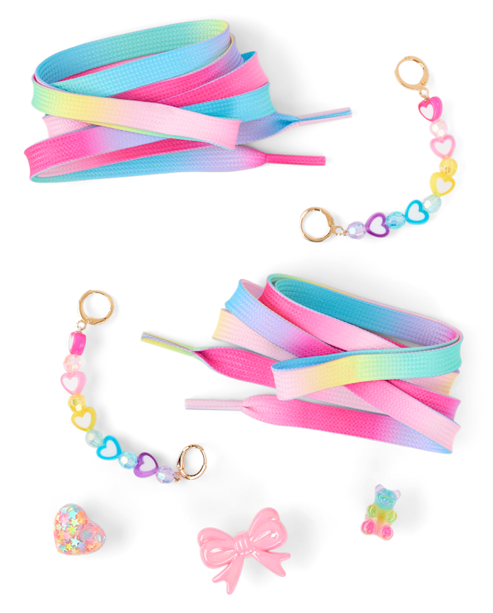 Girls Rainbow Shoelace & Shoe Charm 6-Piece Set