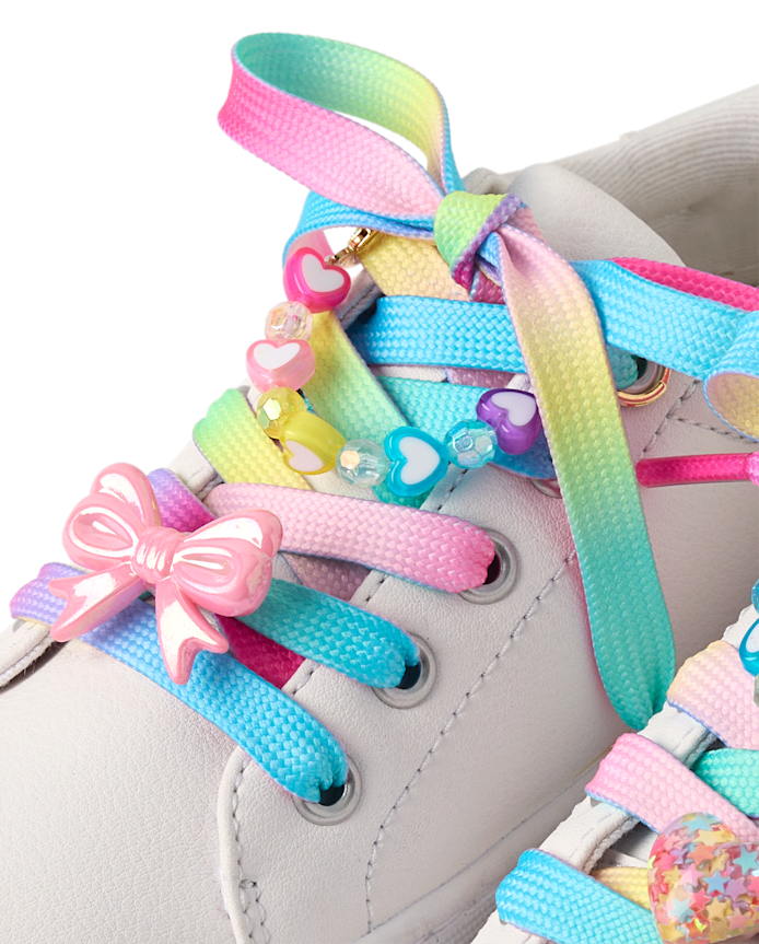 Girls Rainbow Shoelace & Shoe Charm 6-Piece Set