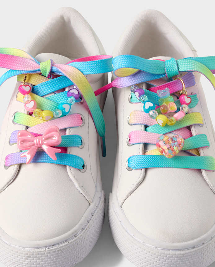 Girls Rainbow Shoelace & Shoe Charm 6-Piece Set