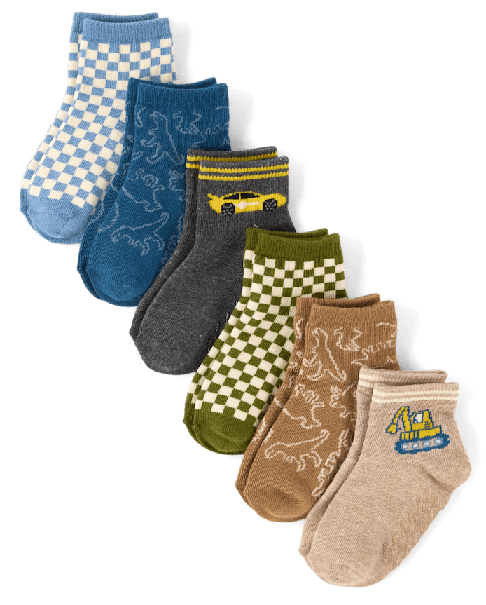 Toddler Boys Dino Midi Socks 6-Pack