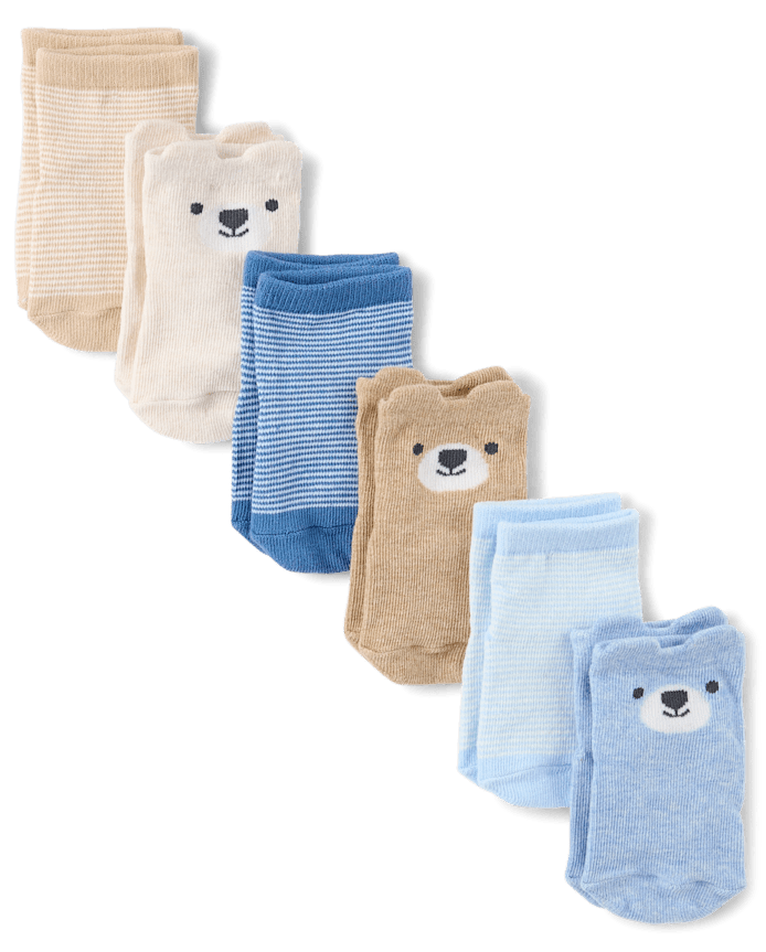Baby Boys Bear Midi Socks 6-Pack