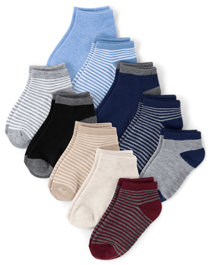 Toddler Boys Striped Ankle Socks 10-Pack