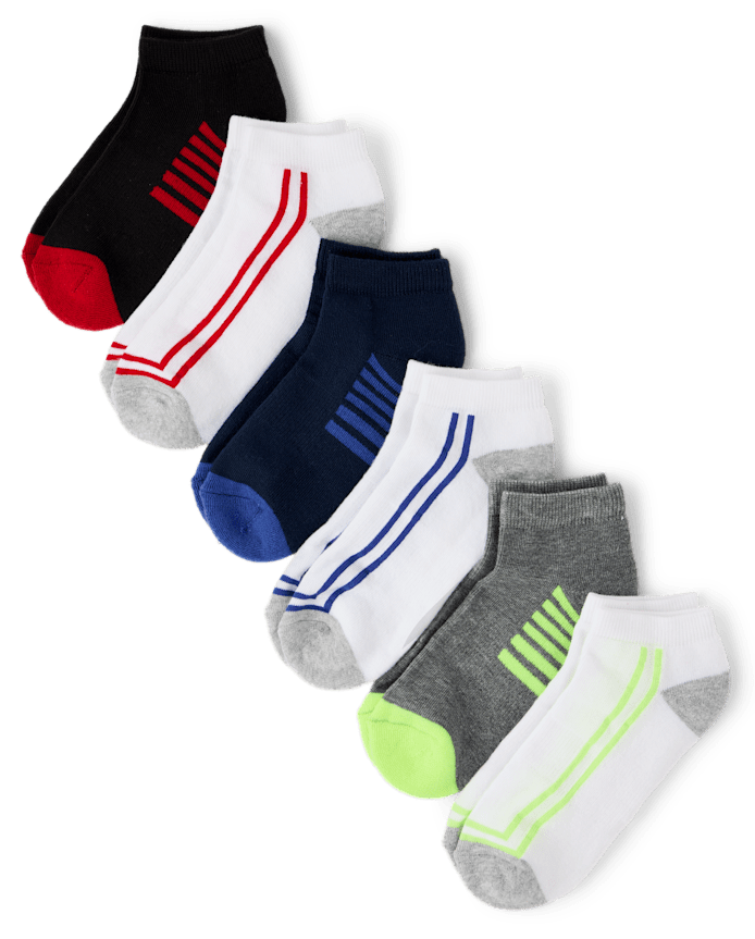 Boys Colorblock Cushioned Ankle Socks 6-Pack