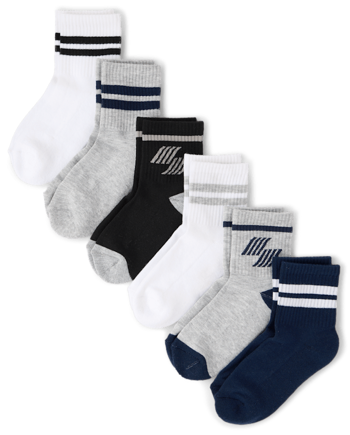Boys Striped Cushioned Midi Socks 6-Pack