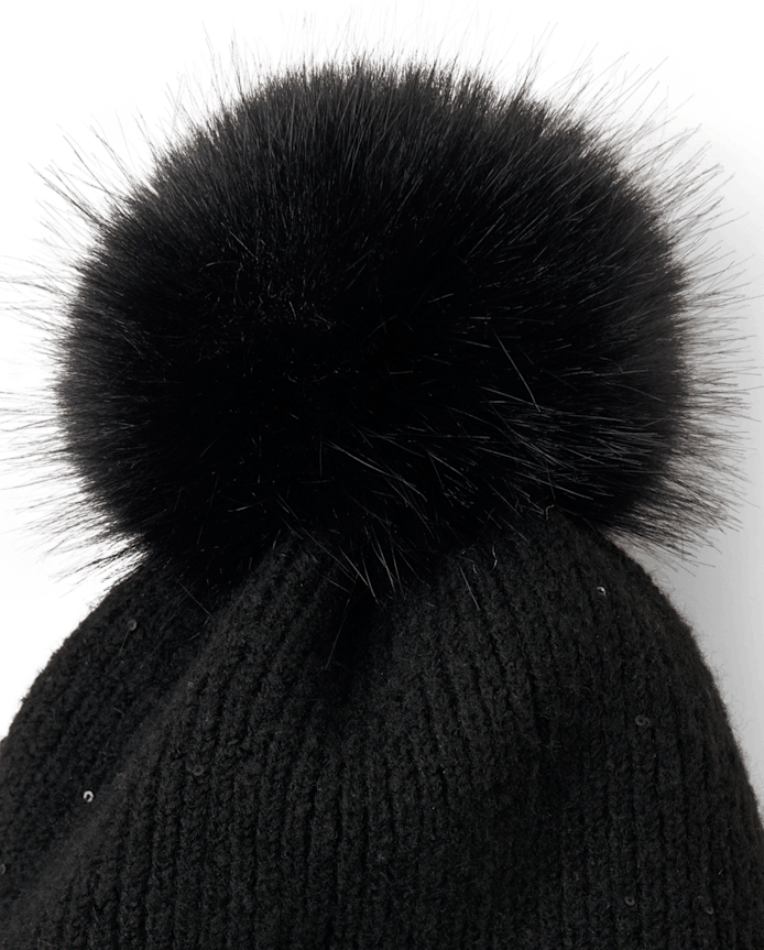 Girls Embroidered Sequin Beanie