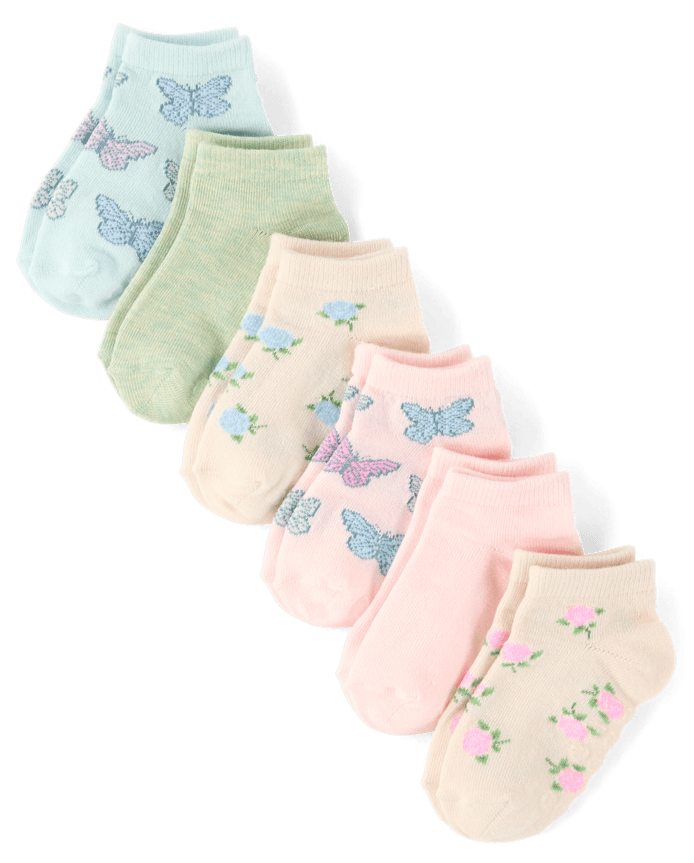 Girls Butterfly Ankle Socks 6-Pack