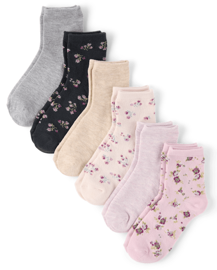 Girls Floral Midi Socks 6-Pack