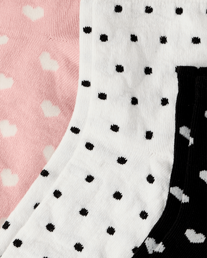 Girls Heart Scalloped Midi Socks 6-Pack
