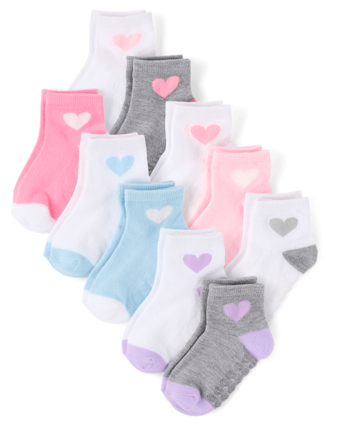 Toddler Girls Heart Midi Socks 10-Pack