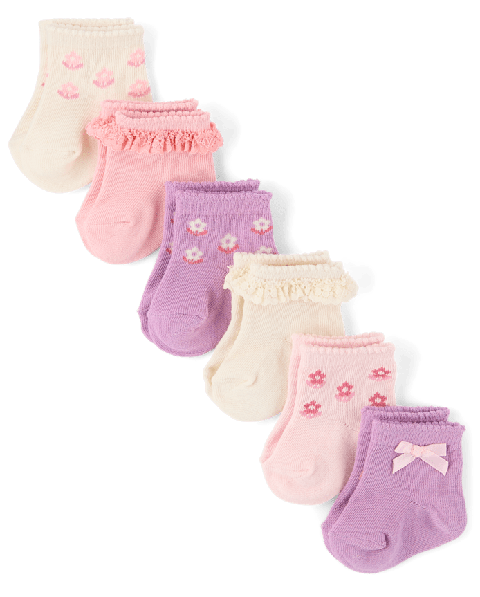 Baby Girls Floral Scalloped Midi Socks 6-Pack