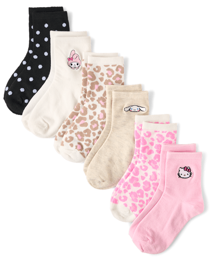 Girls Hello Kitty® Embroidered Midi Socks 6-Pack