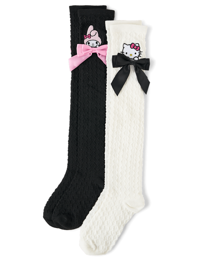 Girls Hello Kitty® Embroidered Bow Boots Socks 2-Pack