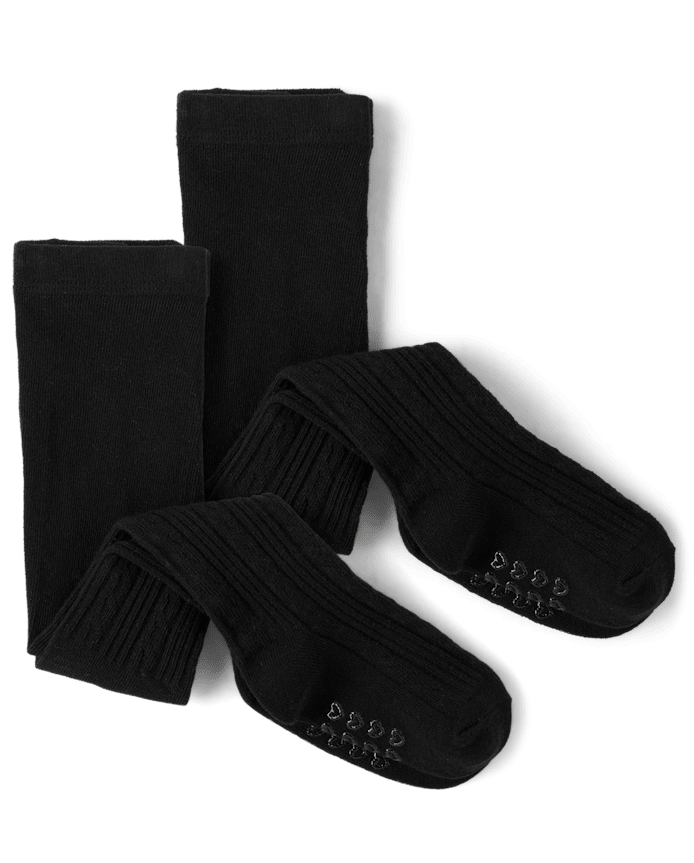 Girls Cable Knit Tights 2-Pack