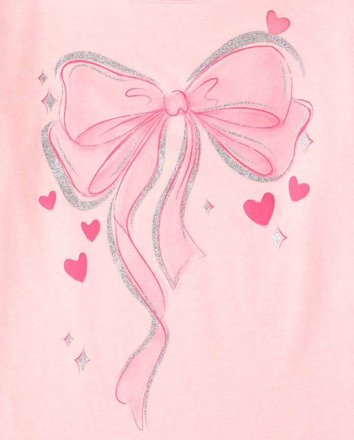 Girls Bow Hearts Graphic Tee