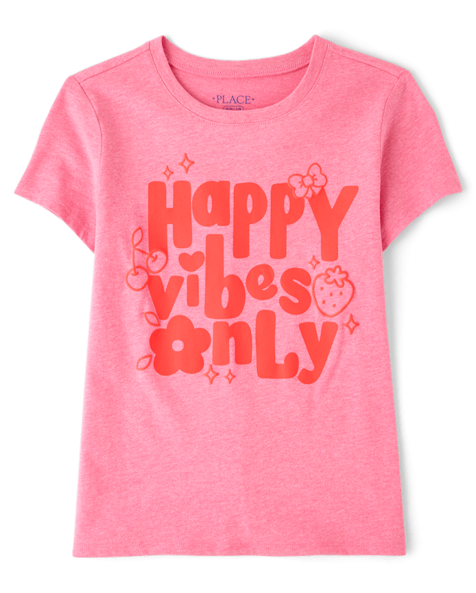 Girls Happy Vibes Only Graphic Tee