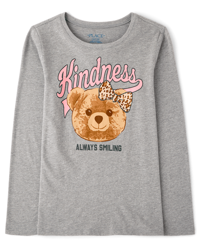 Girls Kindness Bear Graphic Tee