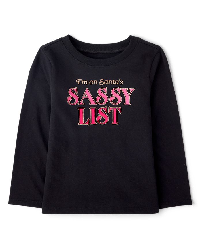 Baby And Toddler Girls Christmas Sassy List Graphic Tee