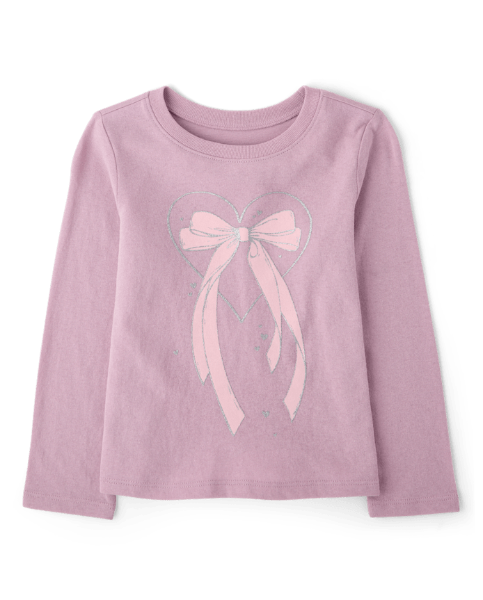 Baby And Toddler Girls Bow Graphic Tee