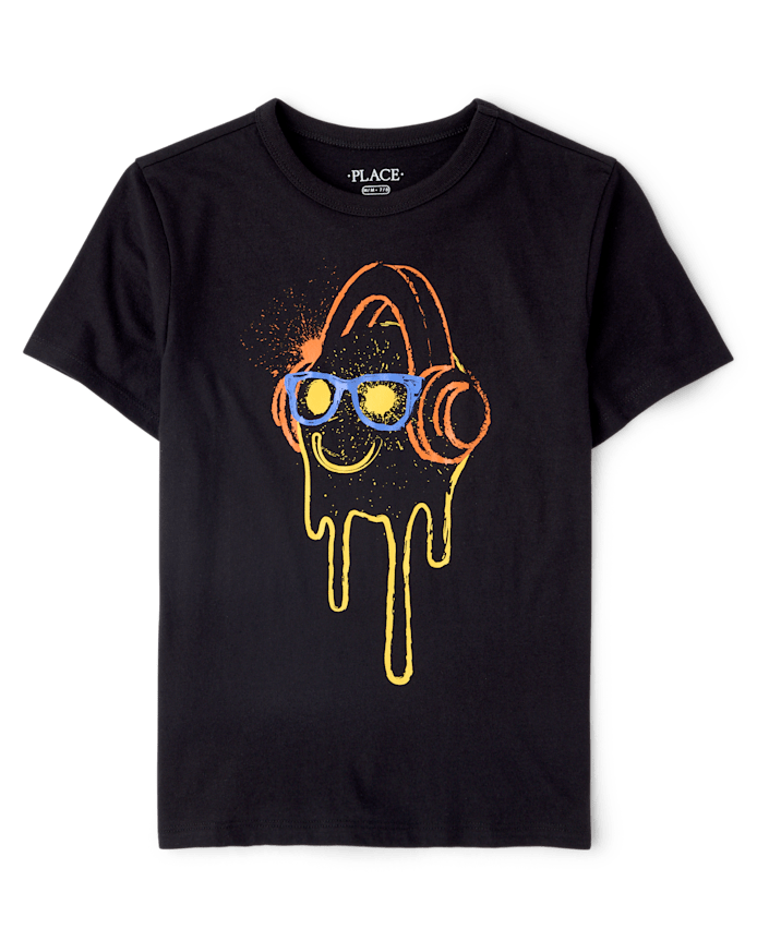 Boys Melting Happy Face Graphic Tee